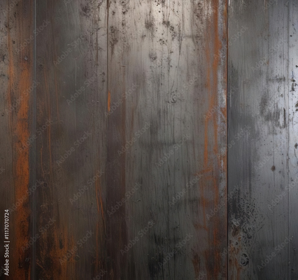 Obraz premium Industrial metal background with scratched and rusted metal surfaces, industrial metal, scratched metal