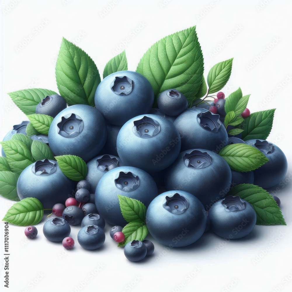 Blueberries and Green Leaf Isolated on White Blueberries and Green Leaf Isolated on White