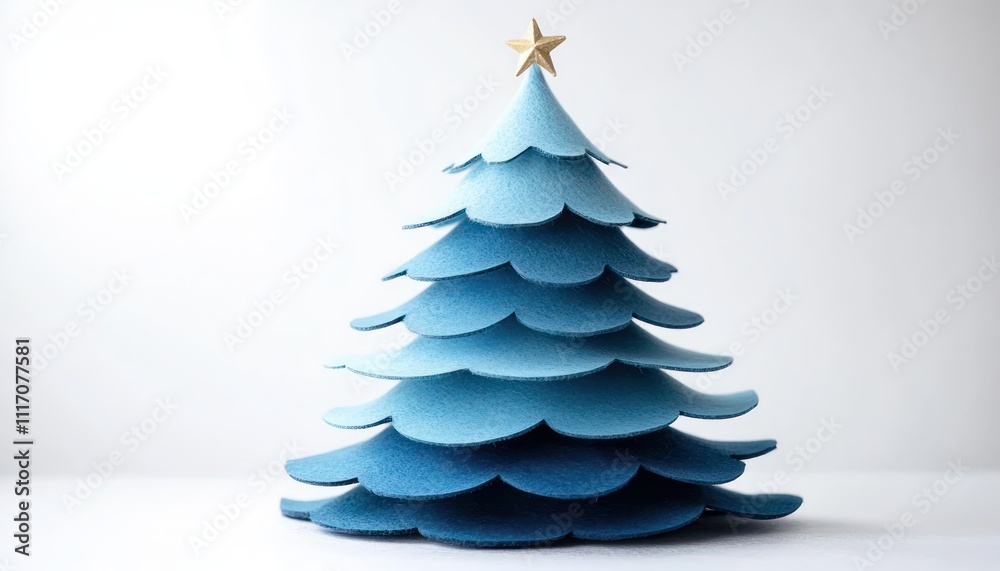 Minimalist Christmas Tree Made of Layered Blue Felt for Holiday Decor Minimalist Christmas Tree Made of Layered Blue Felt for Holiday Decor