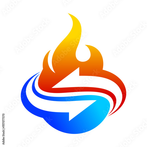 Fire Water Vector Logo Design Template