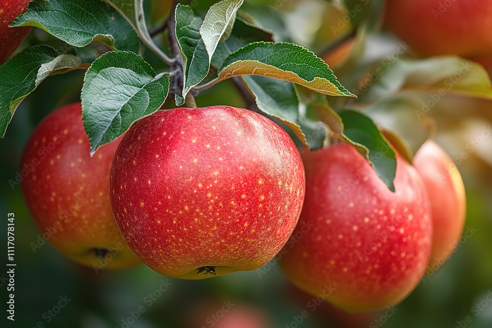 Obraz premium A red apple hanging from a tree