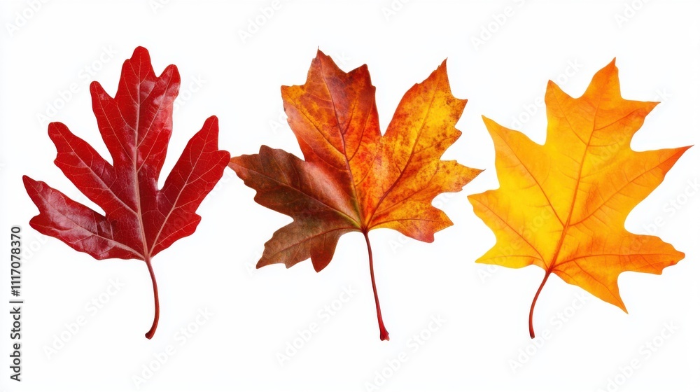 Fototapeta premium Diverse Leaf Collection: Isolated on White Background