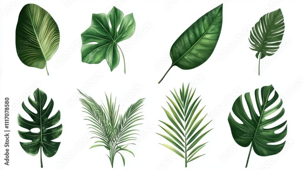 Diverse Leaf Collection: Isolated on White Background