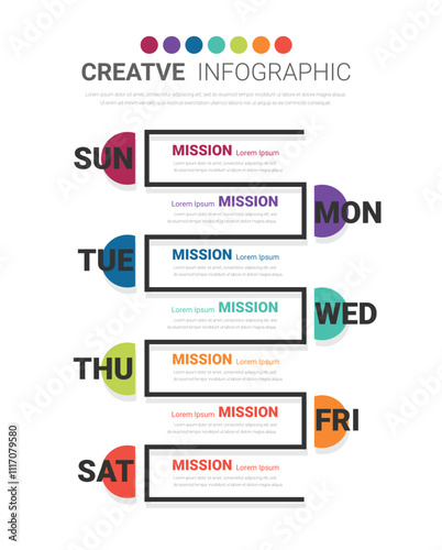 Timeline business for 7 day, week, infographics design vector and Presentation can be used for Business concept with 7 options, steps or processes.
