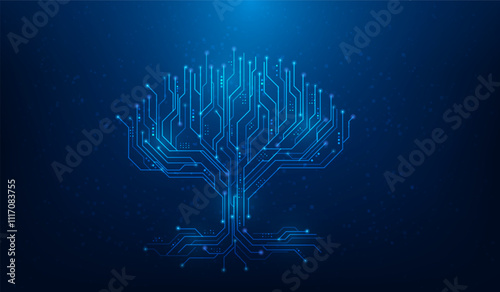 tree data circuit digital cloud network technology. vector illustration fantastic technology.