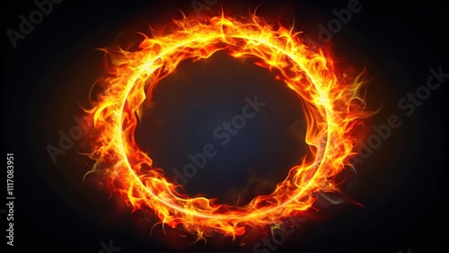 A fiery energy ring glowing with vibrant red and orange flames , fire, energy, ring, power, glowing, vibrant, red, orange