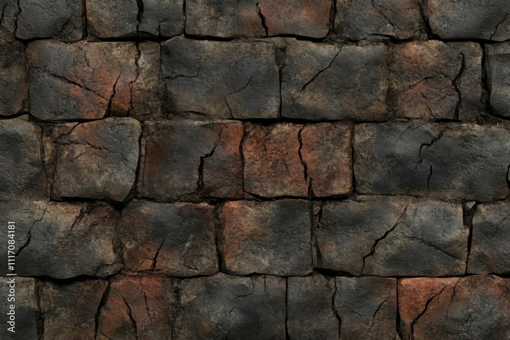 Fototapeta premium Ancient Stone Wall Texture: Cracked Blocks Seamlessly Repeat for Design