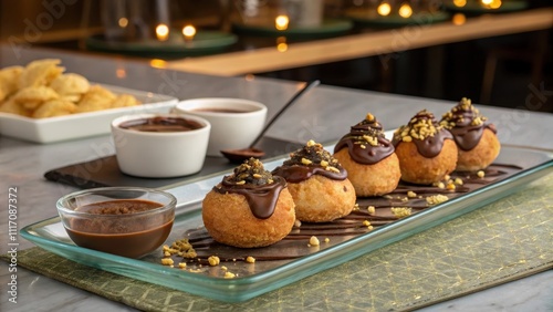 Luxurious Platter of Fusion Style Chocolate Panipuri Delicacies
