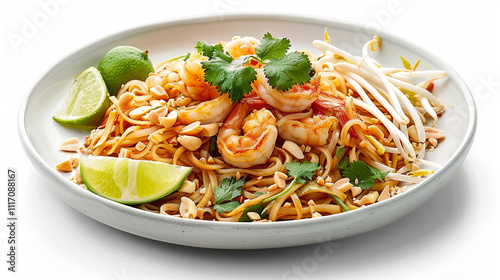 Delicious Pad Thai Noodles with Shrimp and Fresh Herbs