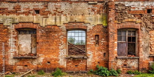 Decaying brick walls of an old abandoned building , ruined, decay, abandoned, architecture, ruins, vintage, weathered
