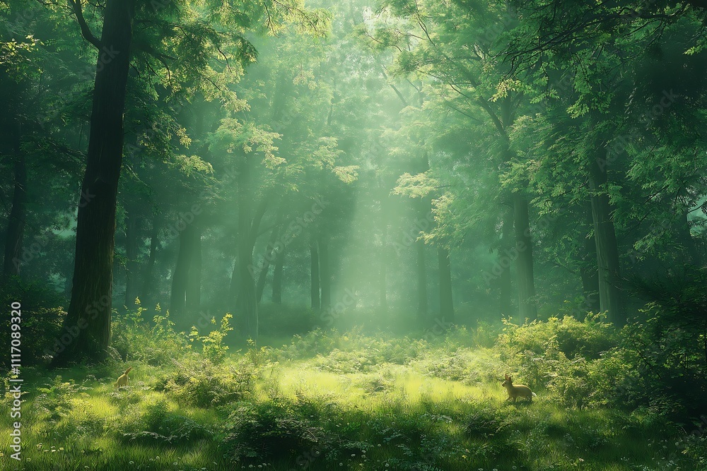 Misty Forest Glade Sunlight Misty Forest Glade Sunlight