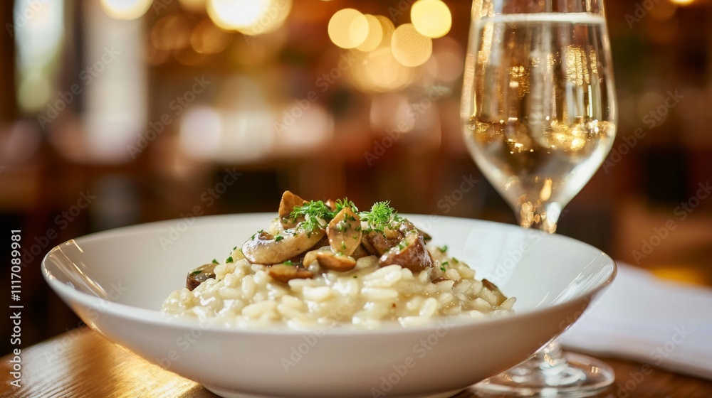 Creamy Mushroom Risotto Gourmet Dinner Italian Food Restaurant Dish Creamy Mushroom Risotto Gourmet Dinner Italian Food Restaurant Dish