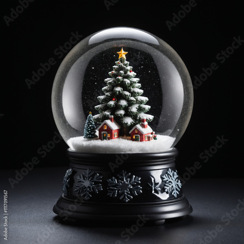 Classic Christmas Snow Globe with Miniature Tree photo