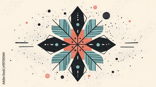 Geometric Abstract Artwork Featuring Symmetrical Shapes and Soft Color Gradients