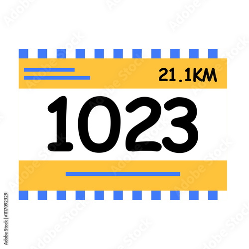 Race Bib 21.1KM. Vector Illustration