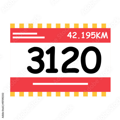 Race Bib 42.195KM. Vector Illustration