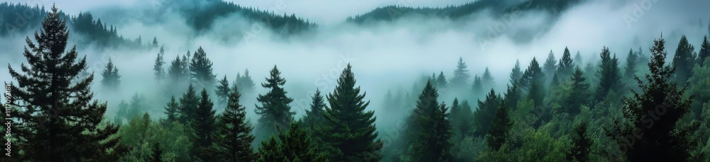 A breathtaking panoramic view of a pine forest nestled in the mountains. A breathtaking panoramic view of a pine forest nestled in the mountains.