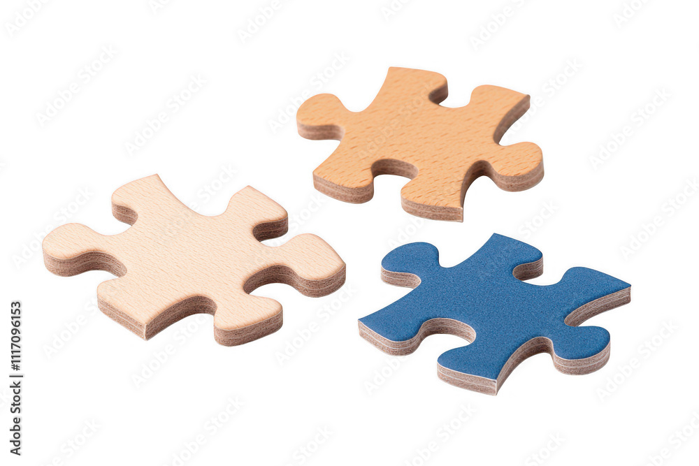Fototapeta premium Puzzle Pieces Fragmentation: Angular Arrangement of Wooden Puzzles
