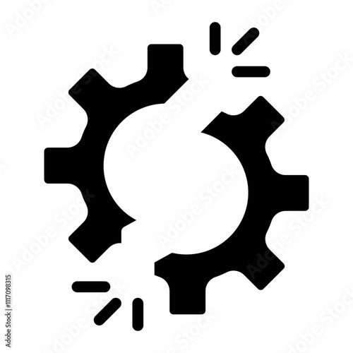 Broken Gear Solid Icon