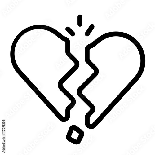 Broken Heart Line Icon