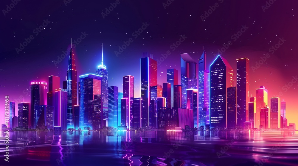 Neon Cityscape at Night Neon Cityscape at Night