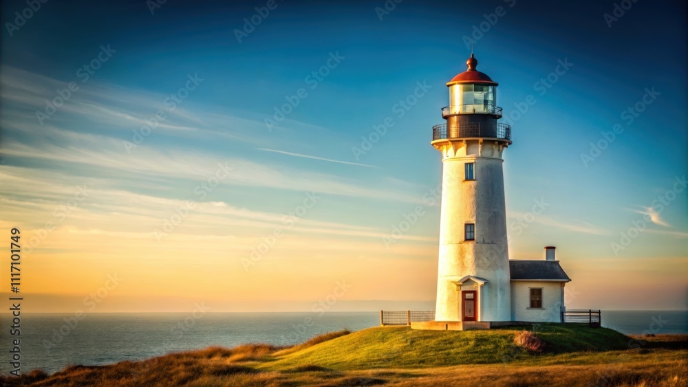 Lighthouse standing tall against a clear isolated background, beacon, guiding light, tower, maritime, navigation, safety Lighthouse standing tall against a clear isolated background, beacon, guiding light, tower, maritime, navigation, safety