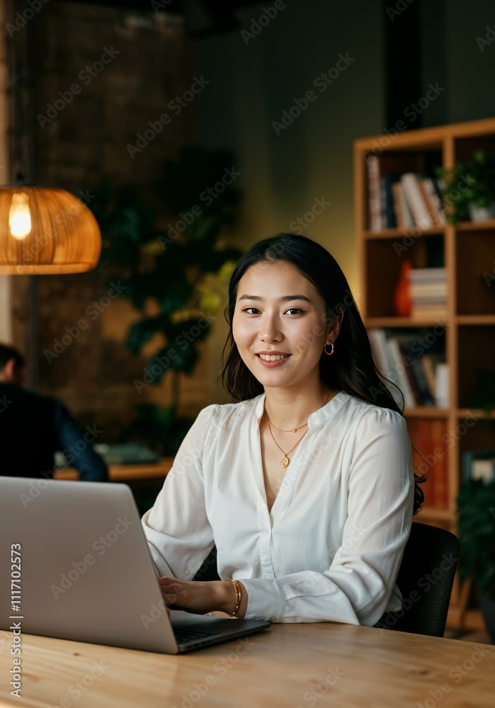 Smiling Woman in Professional Office Setting Smiling Woman in Professional Office Setting