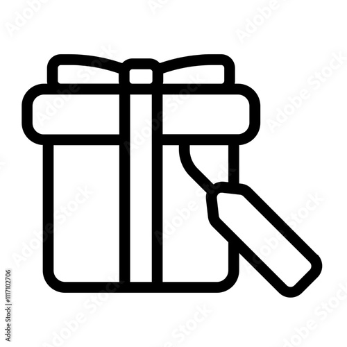 Gift Box with Tag Line Icon