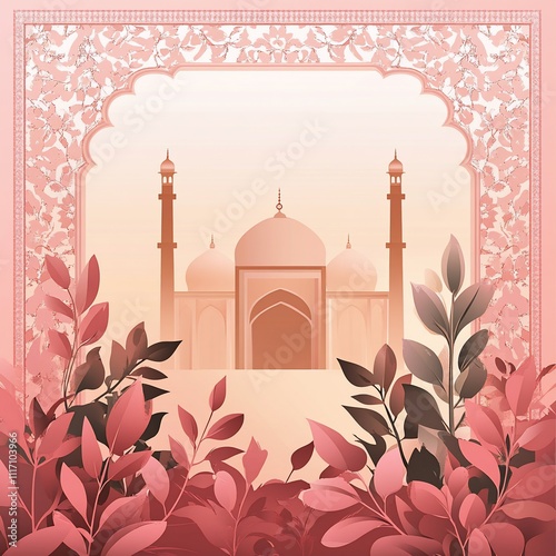 Wallpaper Mural Elegant Floral Background for Muslim Wedding with Geometric Patterns Torontodigital.ca