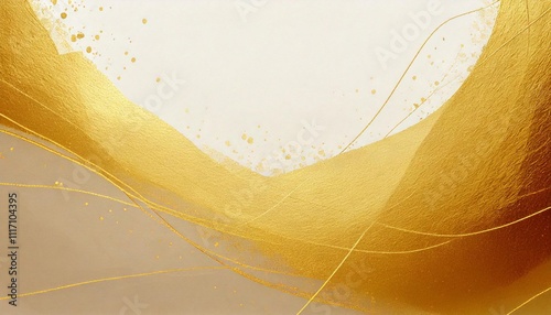 和紙の背景素材 ベージュ 古びた紙と金箔 レトロ 正月 和風 パターン AI生成素材