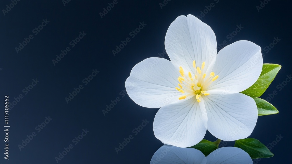 Single White Flower on Dark Background