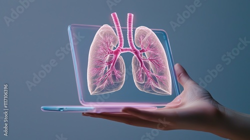 Medical visualization of human lungs on a digital display health care environment conceptual 3d anatomy viewpoint