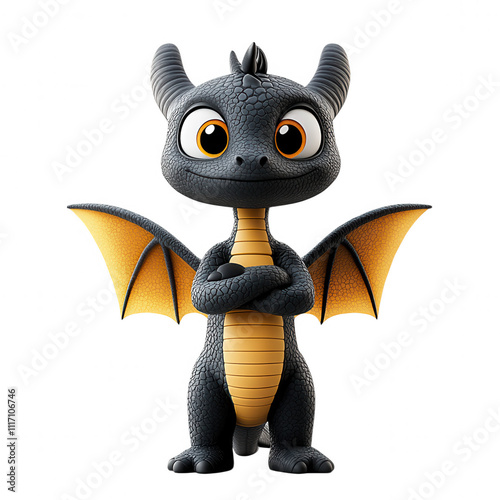 Toothless Dragon Standing Upright with Wings Spread Animation
