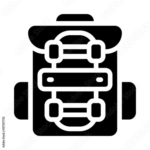 Skateboard and Backpack Solid Icon