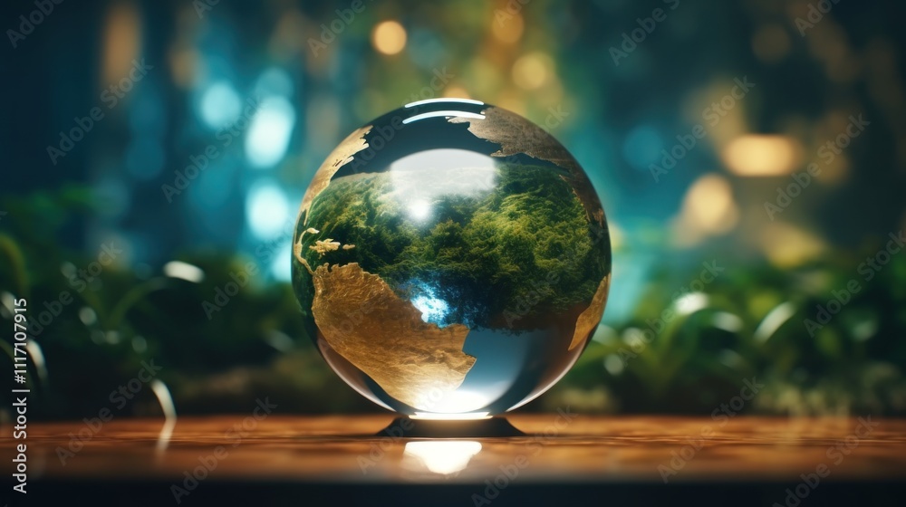 Glass Globe with Earth Representation Glass Globe with Earth Representation