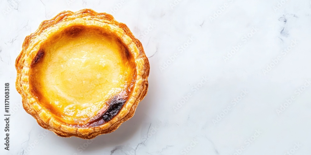 Delicious homemade pie with a golden crust and creamy filling on a marble countertop. Delicious homemade pie with a golden crust and creamy filling on a marble countertop.