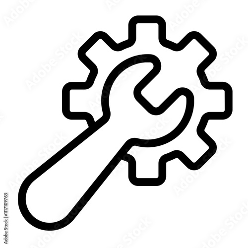 Wrench and Gear Line Icon