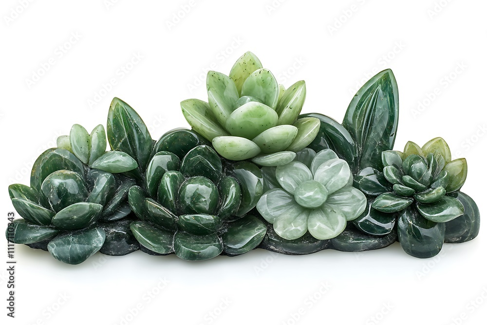 Jade Stone Carving Green Succulent Flower Arrangement Jade Stone Carving Green Succulent Flower Arrangement