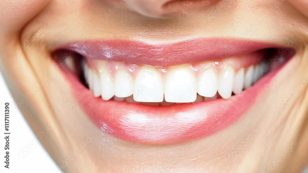 Close-up image showcasing a bright, healthy smile with clean white teeth and smooth lips, emphasizing dental care and hygiene. Close-up image showcasing a bright, healthy smile with clean white teeth and smooth lips, emphasizing dental care and hygiene.