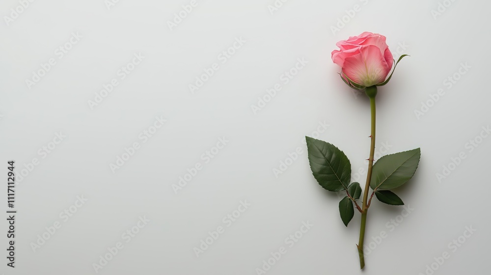 Top view of a white table with pink roses, white background, minimalist style, flat lay photo, stock photo, high resolution photography Top view of a white table with pink roses, white background, minimalist style, flat lay photo, stock photo, high resolution photography