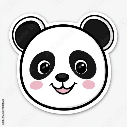 Cute panda head illustration. Cartoonish, cheerful panda face, simple design, round shape, stylized features.