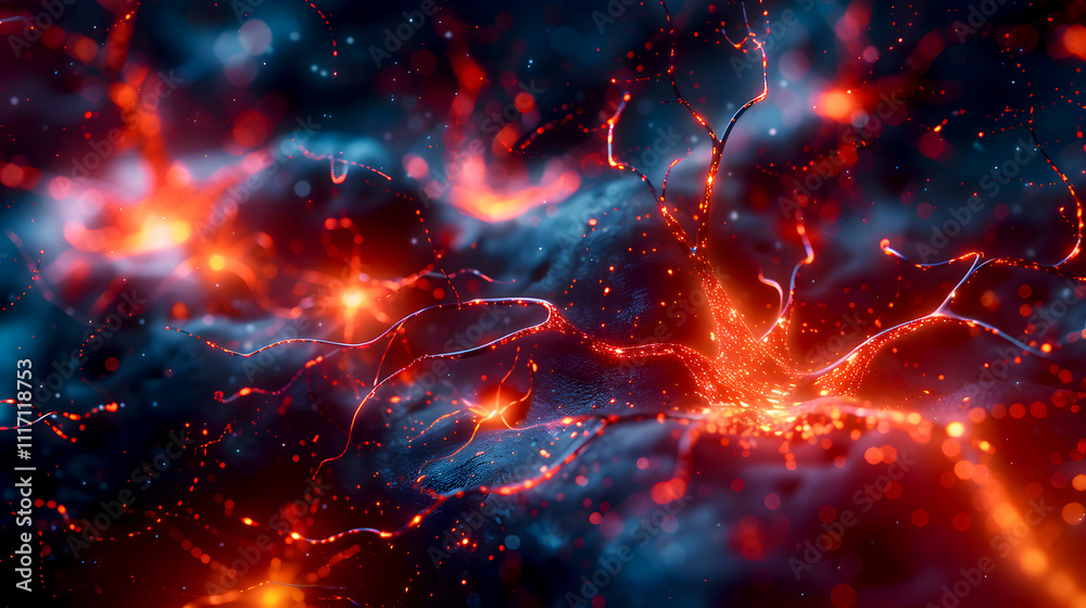 Abstract Neural Network Visualization with Glowing Red Elements Abstract Neural Network Visualization with Glowing Red Elements