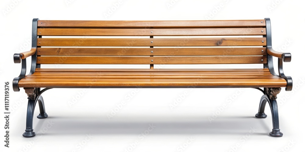 Classic wooden park bench with sturdy metal legs , park, bench, wooden, classic, vintage, outdoor, seating Classic wooden park bench with sturdy metal legs , park, bench, wooden, classic, vintage, outdoor, seating