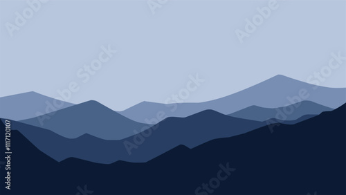 Landscape illustration of mountain ridge