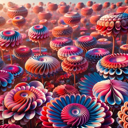 Wallpaper Mural An illustration of a field of colorful, stylized flowers. Torontodigital.ca