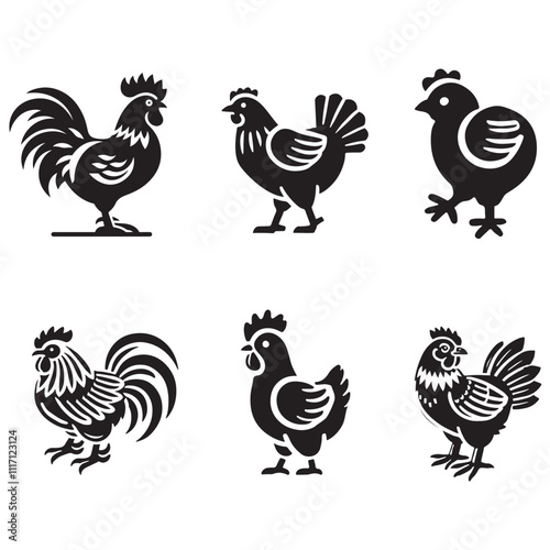 Domestic animals hen vector illustration. Pet Poultry vector. Poultry Farming with Chicken and Egg 