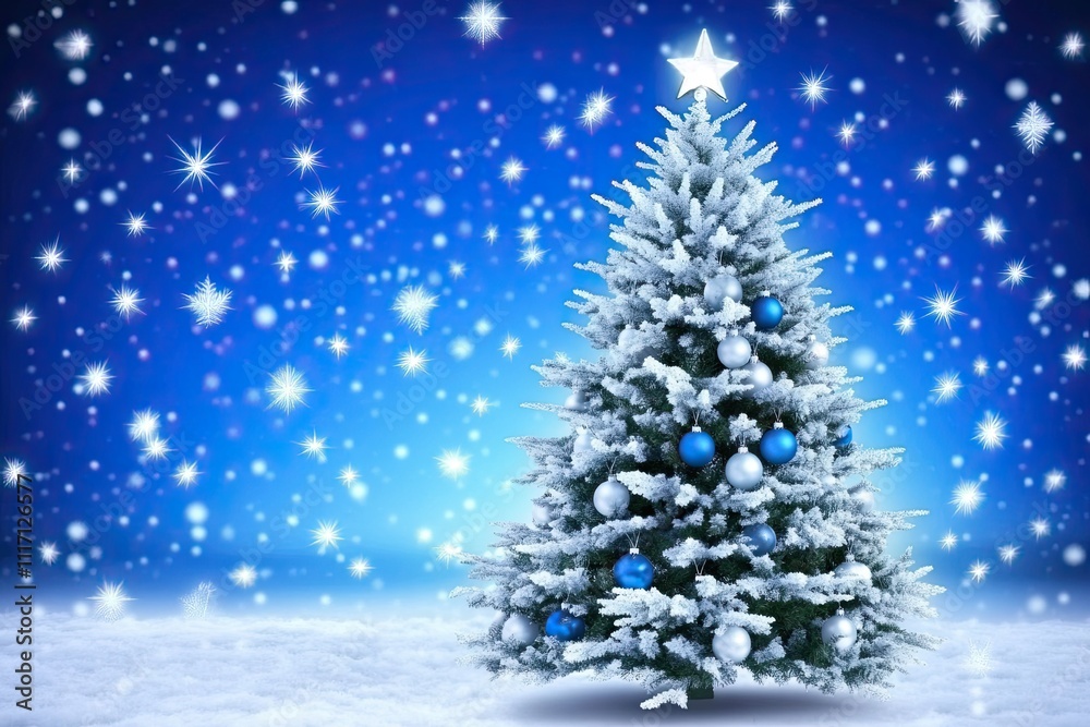 christmas tree with snow