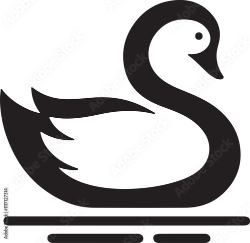 swan icon minimal silhouette style vector art illustration on a white background.

