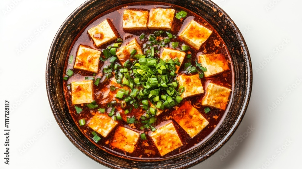 Delicious Hot and Sour Tofu in Rustic Bowl Delicious Hot and Sour Tofu in Rustic Bowl
