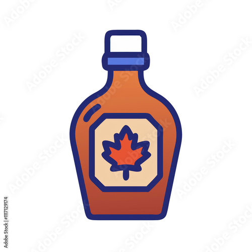 simple Maple syrup bottle with Canadian leaf icon
